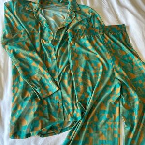 Geometric Teal and Gold Women's Swim Coverup